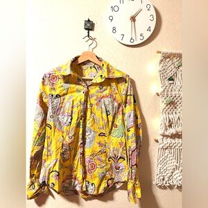 Etro Yellow and Pink Patterned Men's Shirt